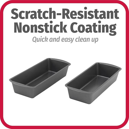 GoodCook Set of 2 Extra Large 13" x 5" Nonstick Steel Bread Loaf Pans, Gray - Set of Two Loaf Pans, Even Heat Distribution, Scratch-Resistant Nonstick Coating, Durable Construction, Easy to Clean