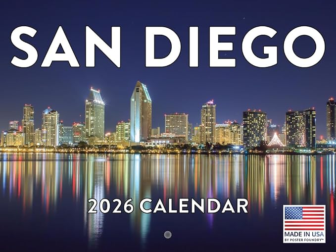 San Diego Calendar 2026 Wall 12 Month Monthly CA Scenic Souvenirs Californian Themed Gifts | American Made In The USA