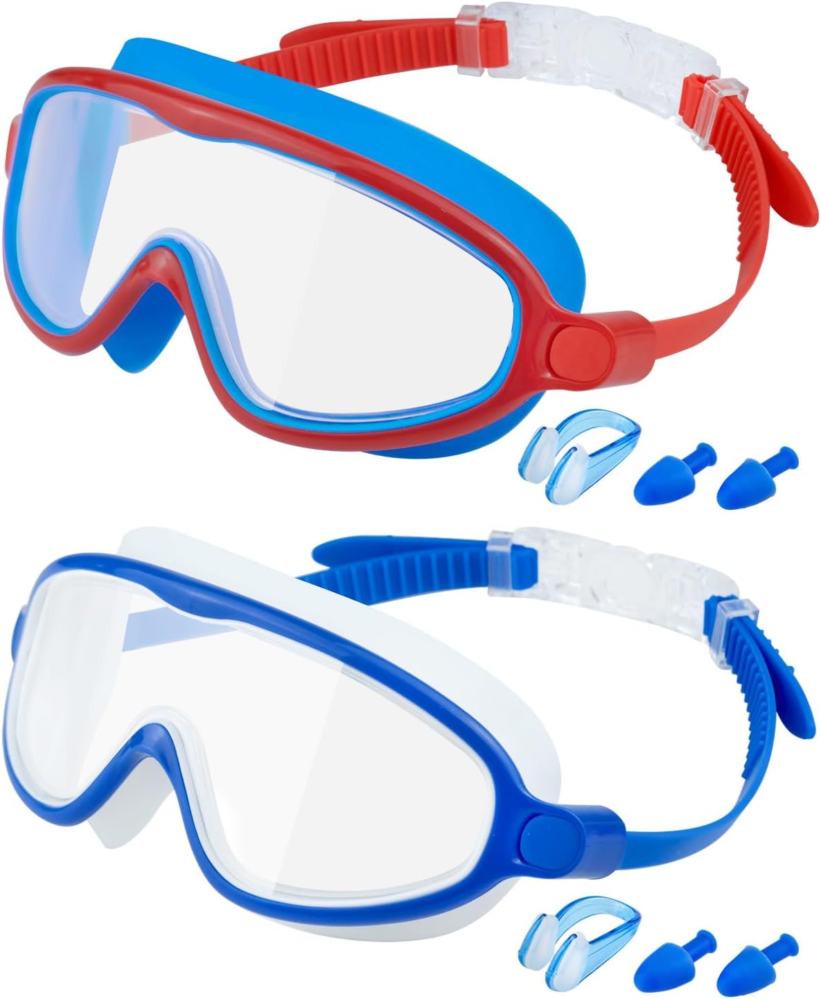 Rantizon Swim Goggles 2 Pack, Wide View Anti Fog&UV Swimming Goggles for Audlt, No Leaking Swim Glasses for Men Women Kids