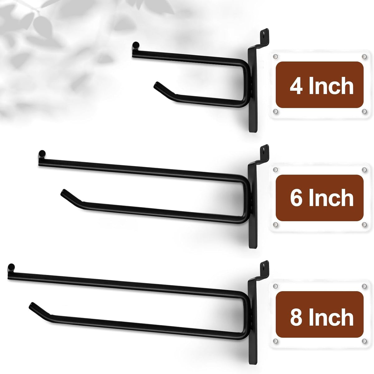 Polmart Heavy Duty Black Slatwall Panel Double-Bar Hooks - 50 Pack (4-inch)