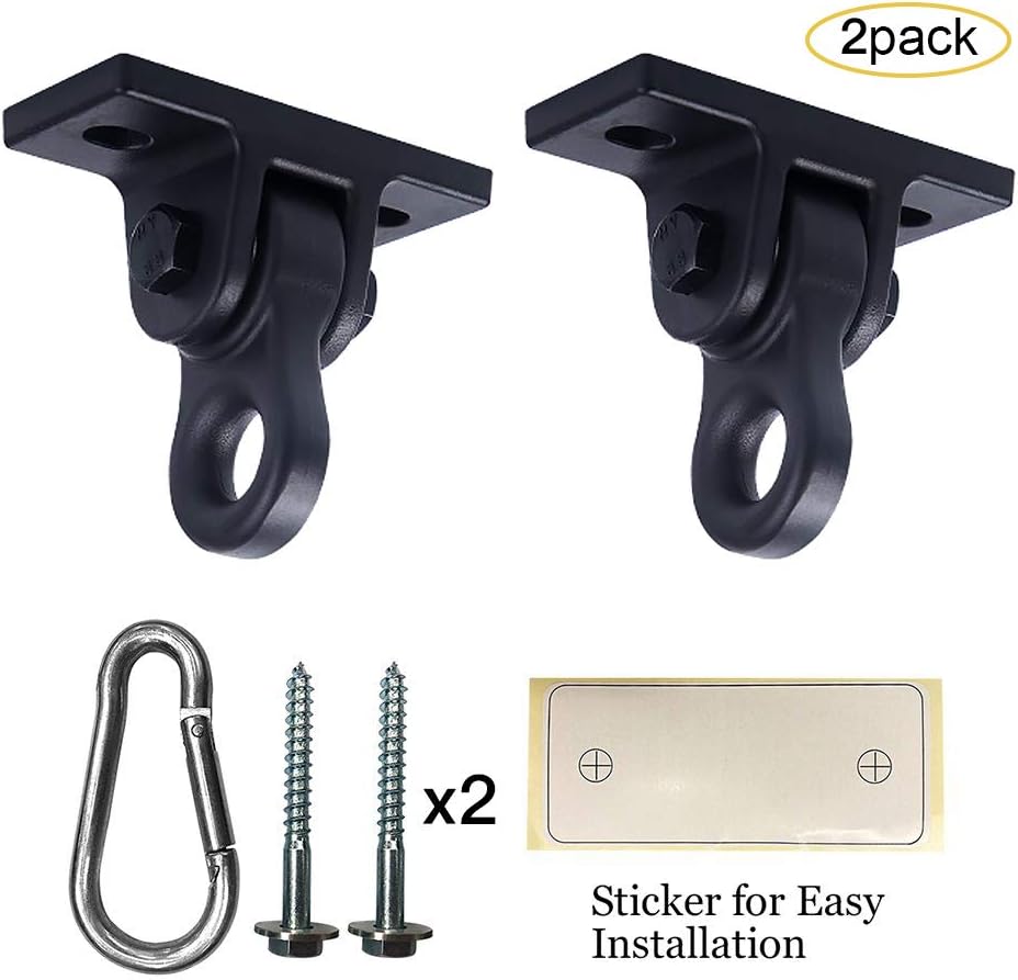 Heavy Duty Black Swing Hangers Screws Bolts Included Over 5000 lb Capacity Playground Porch Yoga Seat Trapeze Wooden Sets Indoor Outdoor 2 Pack