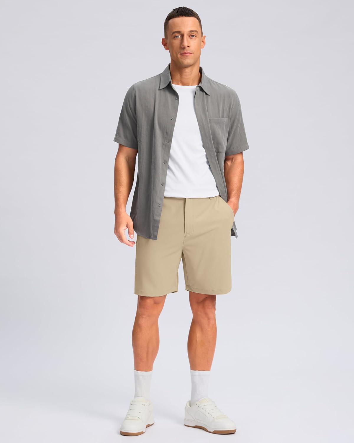 Pudolla Men's Casual Shorts 7"/9" Lightweight Golf Shorts with 3 Pockets Stretch Quick Dry Comfy Work Shorts