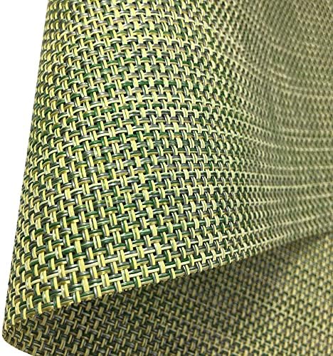 WAZAIGUR Placemats Crisscross Woven Vinyl Place Mats Set of 6 Green&Yellow