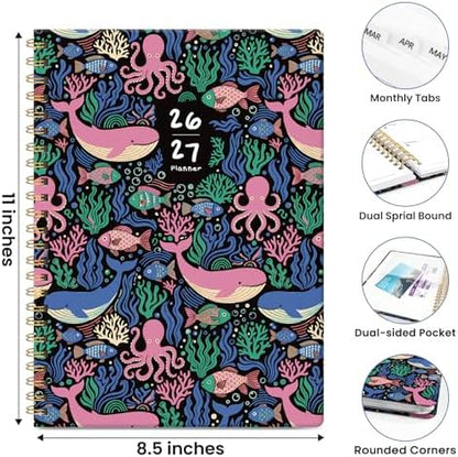 Large Planner 2026-2027, A4 (8.5" x 11") Hardcover Weekly & Monthly Planner July 2026 - June 2027 with Monthly Tabs, Academic Planner for School, Work and Office, Pelagia Parade
