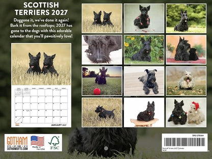 Scottish Terrier Calendar 2027 Scottie Monthly Wall Calender 12 Month