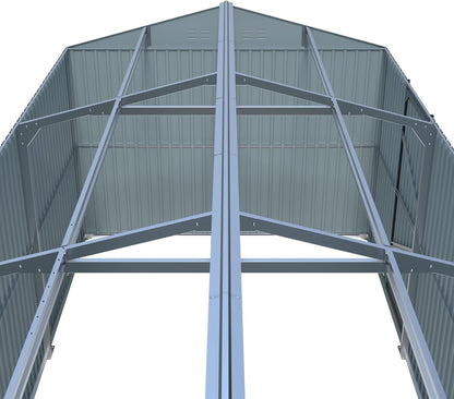 KUIKUI 20x13ft Heavy Duty Outdoor Garage Metal Shed, Sheds and Outdoor Storage with 2 Doors and 4 Vents Without Floor, Car Sheds Outdoor Garage