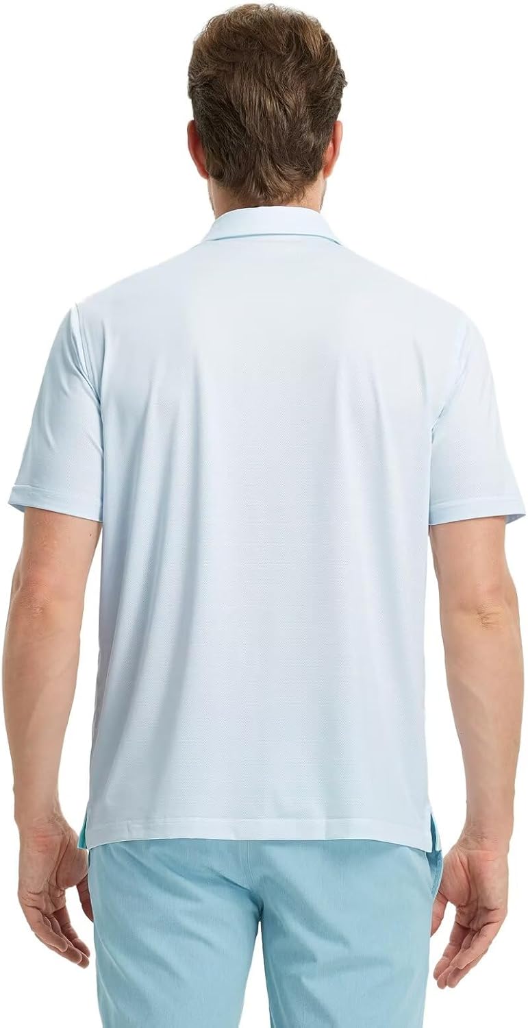 M MAELREG Golf Shirts for Men Short Sleeve Dry Fit Casual Striped Performance Moisture Wicking Collared Mens Polo Shirts