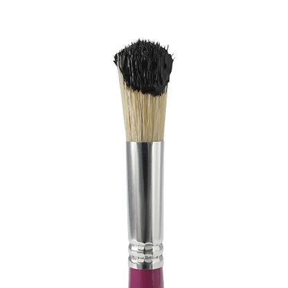 School Smart Stubby Ox Hair Paint Brushes for School and Arts and Crafts Use, Assorted Colors and Sizes, Bulk Set of 36