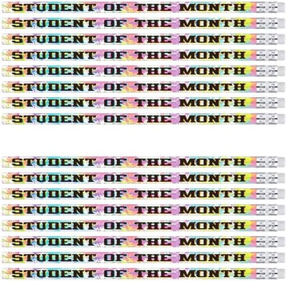 Tenceur 100 Pcs Student of The Month Pencils with Erasers Bulk 7.3 Inches Student Incentives Recognition Education Award Prize for Teacher School Classroom Reward Supplies