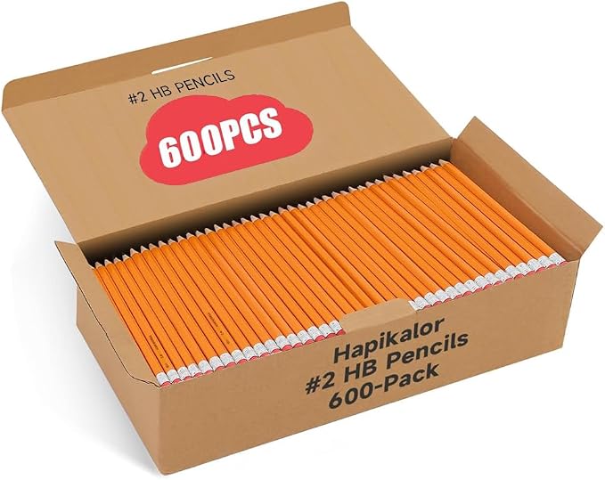 Hapikalor 600 Count Sharpened #2 Pencils with Erasers, Pencils Bulk Pack