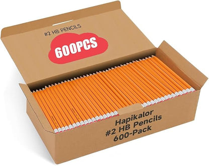 Hapikalor 600 Count Sharpened #2 Pencils with Erasers, Pencils Bulk Pack