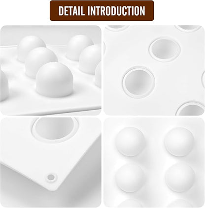 RoseFlower 2pcs Truffle Sphere Silicone Mold, 15-Cavity Silicone Mini Cake Ball Mold, 3D Silicone Baking Mold for Cake Decoration Dessert Mousse Pastry Chocolate Jelly Ice Cream, Round Ball Shape