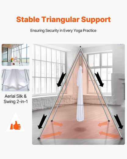 VEVOR Aerial Yoga Frame, 9.67 ft Height Swing Stand, Max 551.15 lbs Load Chrome-Plated Steel Pipe Inversion Yoga Rig for Indoor Outdoor Use
