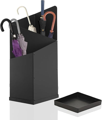 Umbrella Stand for Entryway – Stylish Indoor Umbrella Holder for Home Storage & Organization – Black Metal Umbrella Basket Rack for Compact Umbrellas, Entryway Decor & Storage