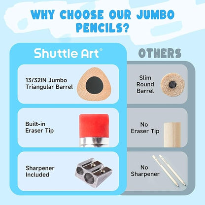 Shuttle Art 108 Pack Jumbo Pencils 4.5in