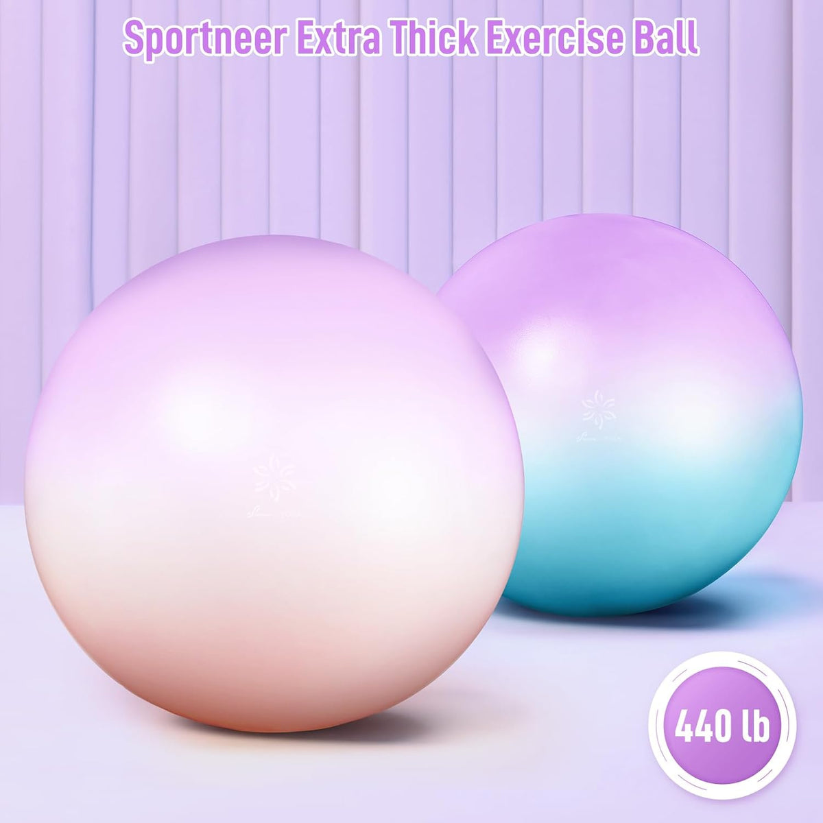 Sportneer Extra Thick Exercise Ball - 25.6''Yoga Ball with Quick Pump - Anti-Burst and Slip Resistant Fitness Ball Chair for Pregnancy and Physical Therapy