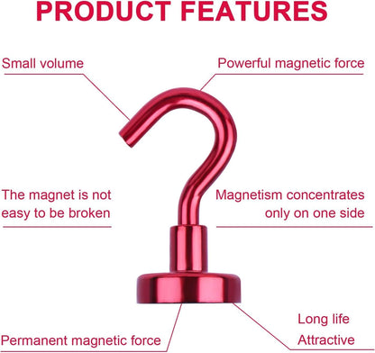 DIYMAG Magnetic Hooks, 30Lbs Strong Heavy Duty Cruise Magnet S-Hook for Classroom, Fridge, Hanging, Cabins, Grill, Kitchen, Garage, Workplace and Office Etc, (20 Pack-Red)