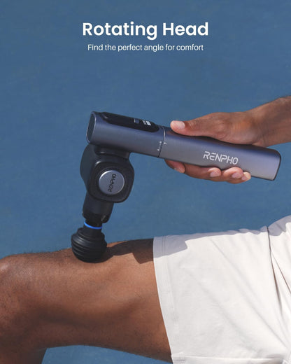 RENPHO Massage Gun with Adjustable Angles and Extension Handle, Handheld Percussion Muscle Massager Deep Tissue with Portable Carry Case for Men Women, Extend 2