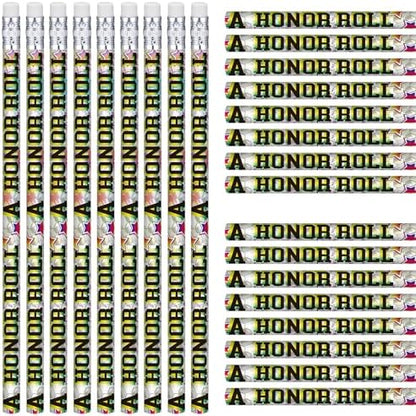 Tenceur 100 Pcs Honor Roll Pencils with Erasers Bulk 7.3 Inches Student Incentives Recognition Education Award Prize for Teacher School Classroom Reward Supplies