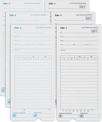 AT-4500 Time Cards, 300 Count, 6 Packs of 50, Double-Sided