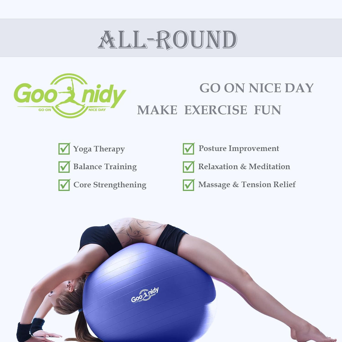 Soft Exercise ball, Anti-Burst Yoga Ball Chair Supports 2200lbs, Workout Equipment w/ Pump for Women Pregnancy, Medicine, Birthing, Physical Therapy, Stability, Excersing, Birth, Swiss, Fitness, Gym