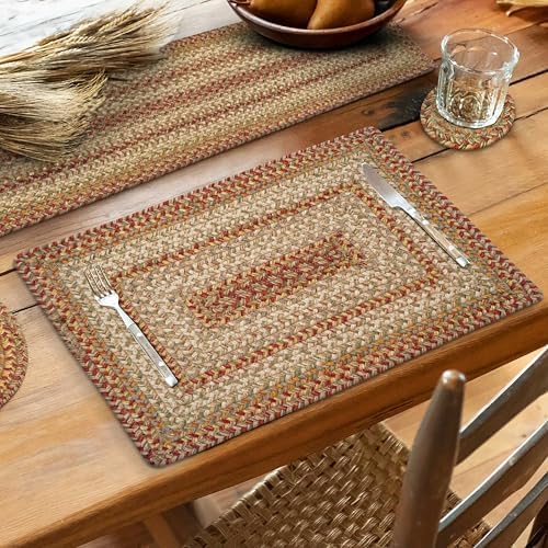 Homespice Harvest Braided Placemats for Country Decor, Rect 13x19 Set of 4