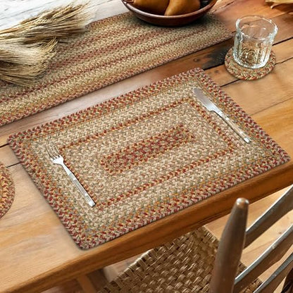 Homespice Harvest Braided Placemats for Country Decor, Rect 13x19 Set of 4