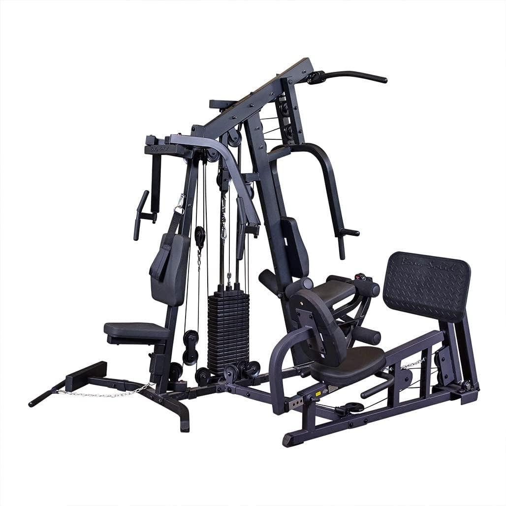 Body-Solid (EXM2500BLPS) Multi-Station Home Gym Machine Arm & Leg Strength Training Functional Exercise Workout Station, 210lbs. Black Weight Stack with Leg Press