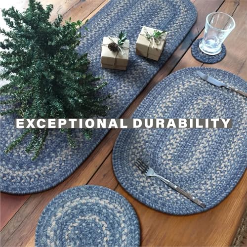 Homespice Denim Braided Table Runner Ideal as Farmhouse Runner, Oval 11x36