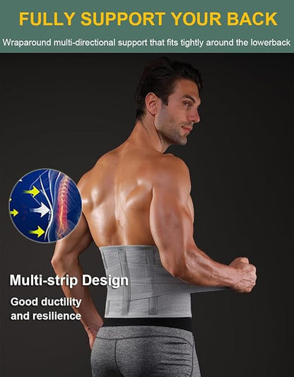 Back Brace for Lower Back Pain Men Women, Back Support Brace & Elastic Supports Belly Band Stomach Wrap Waist Belt Waist Trainer, Waist Brace Waist Trainer for Men Sciatica Pain Relief (Gray, XX-Large)