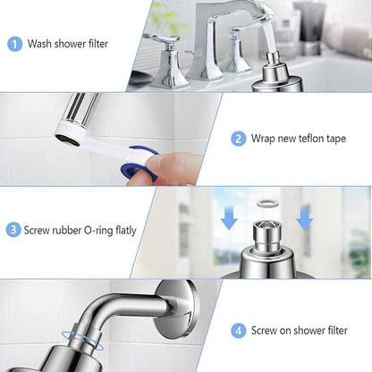 Filtered Shower Head, 3 Modes High Pressure Shower Head with 15 Stage Hard Water Filter Cartridge for Remove Chlorine and Harmful Substances