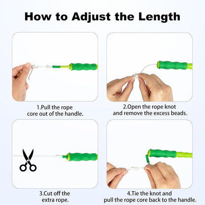 Soft Beaded Jump Ropes, Adjustable Length Skipping Rope, Tangle Free Segmented Jumping Rope for Kids and Adults Exercise, Fitness 9.2 Ft