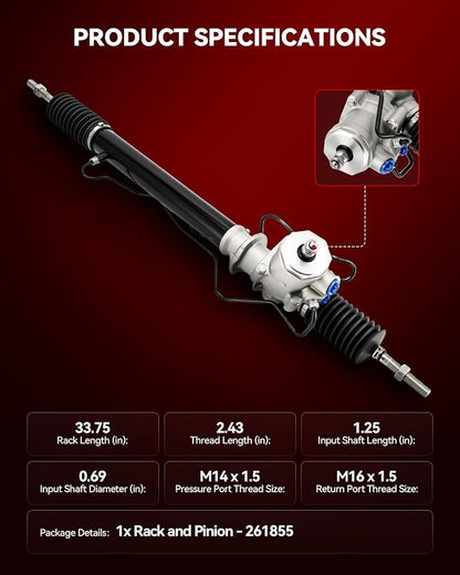 Torchbeam Power Steering Rack & Pinion Assembly Fit for 1984-1989 300ZX, Hydraulic System Steering, Replaces OEM 26-1855