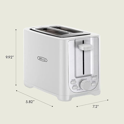 BELLA 2 Slice Toaster with Auto Shut Off - Extra Wide Slots & Removable Crumb Tray and Cancel, Defrost & Reheat Function - Toast Bread, Bagel & Waffle, White