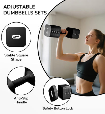Adjustable Dumbbell Set for Women Men 16LB 20LB Hand Weights Dumbbells Sets Woman Exercise Fitness dumbbell Adjust dumbbells set of 2 for Home Gym Workout Strength Training Equipments
