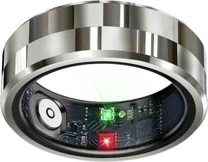 Smart Ring Health Tracker, Sleep Tracker Ring with Heart Rate,Waterproof Fitness Ring for Activity Monitoring/Steps/Distance/Calories,Air Gestures,Up to 7Day Battery,for iOS Android(Stylish Silver#10)
