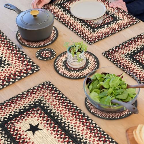 Homespice Gloucester Braided Trivets Ideal as Hot Pads, Round 8" Set of 3