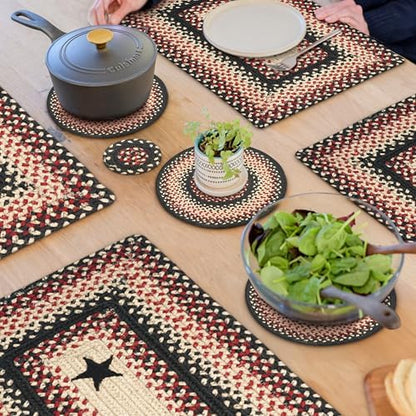 Homespice Gloucester Braided Trivets Ideal as Hot Pads, Round 8" Set of 3