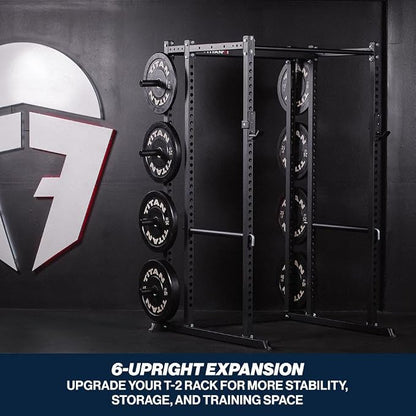 Titan Fitness T-2 Series Power Rack Extension Kit, 12-Gauge Steel Uprights, Bolt-Together Rack Expansion for Home Gym with Weight Plate Holders