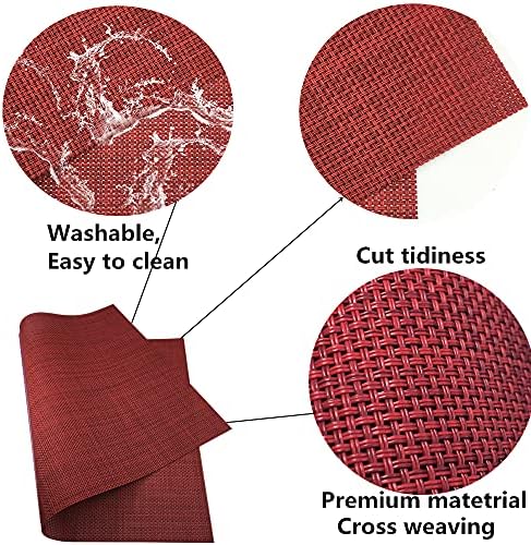 WAZAIGUR Placemats Crisscross Woven Vinyl Place Mats Set of 4 Red
