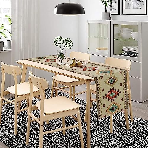 Aztec Southwest Table Runner,Ethnic Geometric Table Runners Dresser Scarves Table Setting Decor for Garden Farmhouse Wedding Party Holiday Dinner Home 13x36 Inch