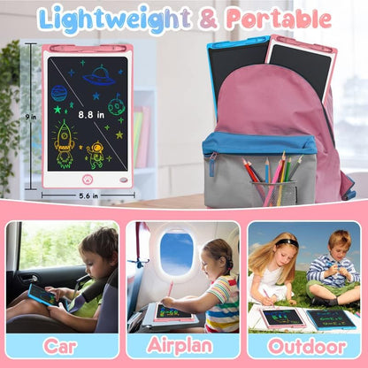 Hockvill LCD Writing Tablet for Kids 8.8 Inch, Toys for Girls Boys Drawing Pad for 3 4 5 6 7 Year Old Kid, Toddler Magnetic Doodle Board Travel Essential Christmas Birthday for Children BluePink