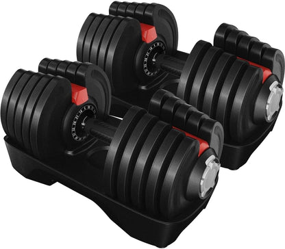 Yaheetech Adjustable Dumbbells Set 28LB/40LB/52.5LB/90LB, Fast Adjust Weight Set Pair