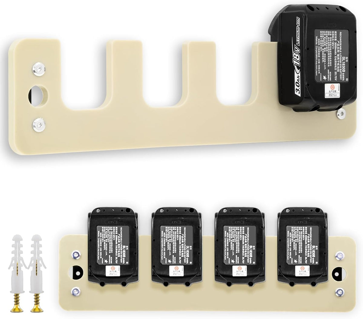 FETESNICE Battery Holder Wall Mount for Makita,4-Slot Battery Storage Rack Compatible with Makita 14.4/18V Batteries BL1815N BL1820B BL1830B BL1840B BL1850B BL1860B BL1415NBL1830B BL1450