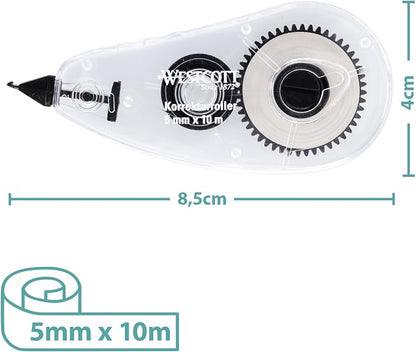Westcott Correction Roller Correction Mouse with White Correction Layer 10 m x 5 mm Precise, High Coverage and Immediately Writeable E-743918 00