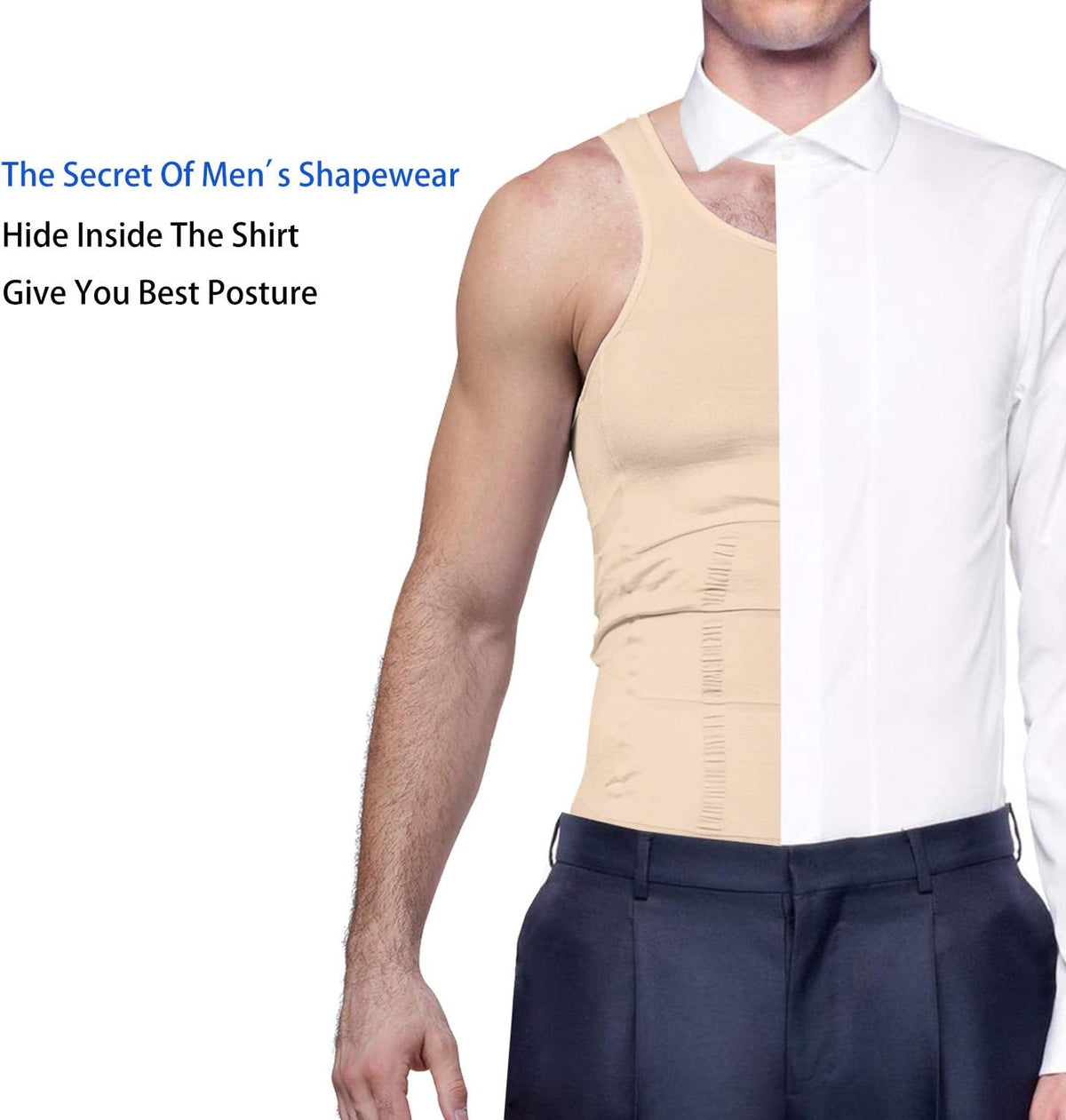 GKVK Mens Slimming Body Shaper Vest Shirt Abs Abdomen Slim