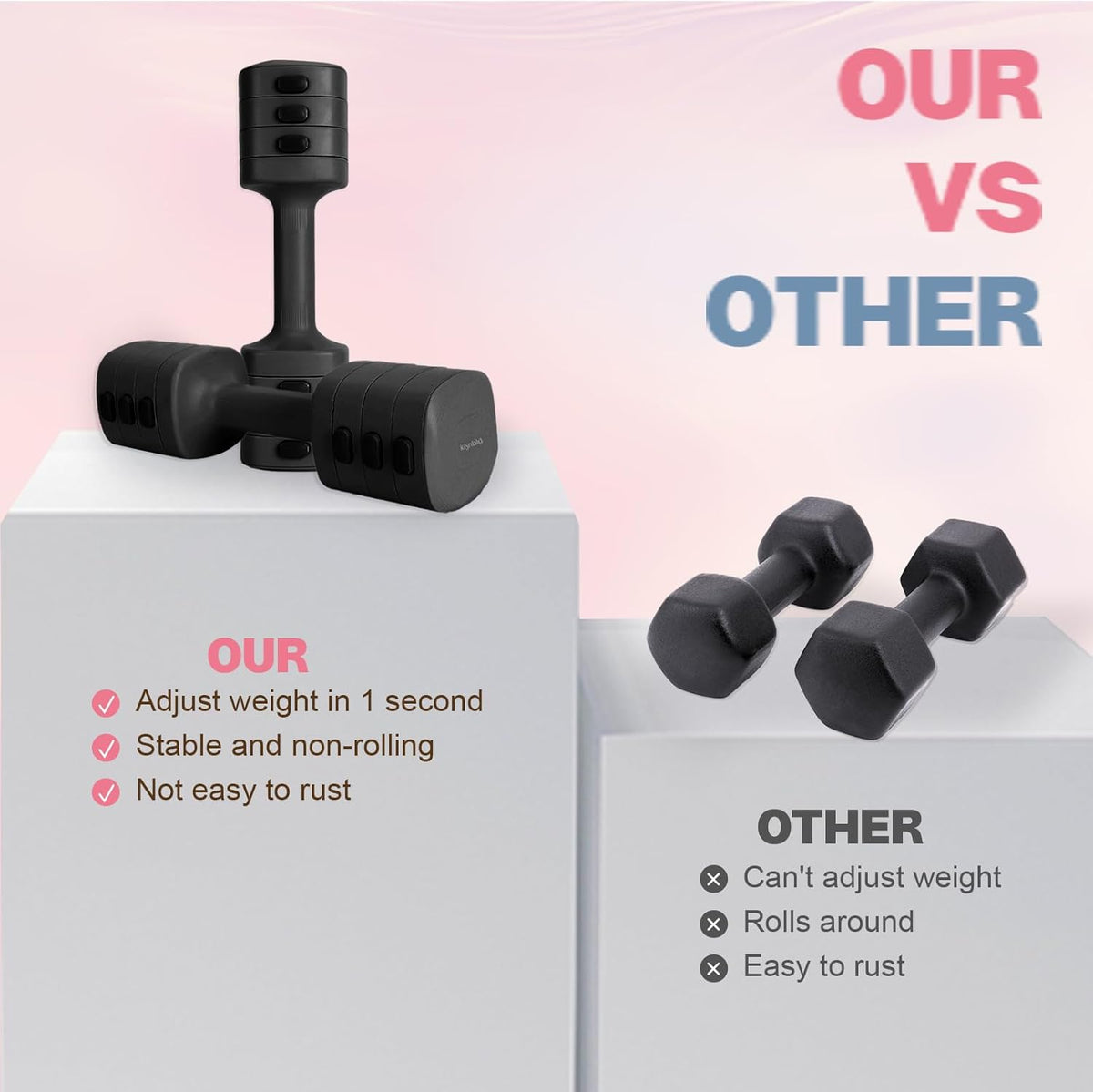 Adjustable Dumbbell Set of 2, 4 in 1 Free Weights Dumbbells Set for Women with Fast Adjustment, Each 2lb 3lb 4lb 5lb Hand Weights Set for Home Gym & Outdoor Exercise Training