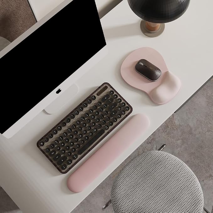 ErgoComfort Gel Wrist Rest Mouse Pad-Ergonomic Office Mousepad with Wrist Support-Non-Slip, Design Desk Accessories Mat for Home&Game Decor (09PinkSerenity Set)