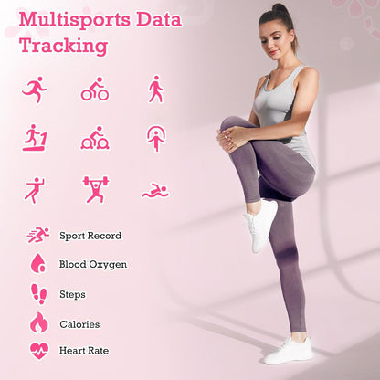 Smart Ring Health Tracker, Sleep Tracker Ring with Heart Rate, Waterproof Fitness Ring for Activity Monitoring/Steps/Distance/Calories,Air Gestures,Up to 7-Day Battery, for iOS Android (Light Pink,#8)