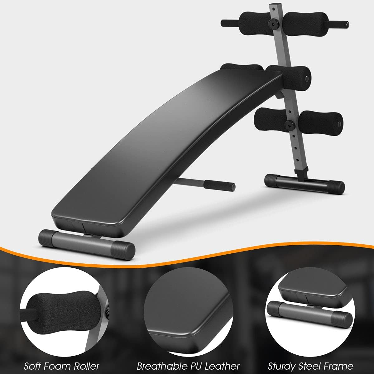 GYMAX Sit Up Bench, 440lbs Adjustable Incline Sit up Bench for Abs, Utility Workout Training Slant Bench for Home Gym, Multifunctional Exercise Fitness Equipment for Strength Training, Crunch Board Ab Bench